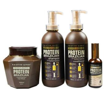 Ensemble de 4 protéines brésiliennes Keratin Queen pour un traitement capillaire en profondeur 800 ml