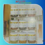 Série De 9 Pots a Épices Pour Cuisine en verre avec Support Doré