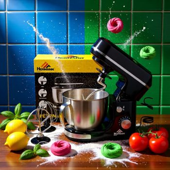 HERMAN Robot Cuisine Pétrin 5 L 1500W 8 VITESSE Noir