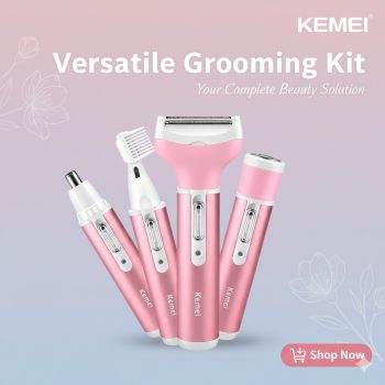 Kemei 4 in 1 epilator for womeno hair removal machine for face bikini nose eyebrow