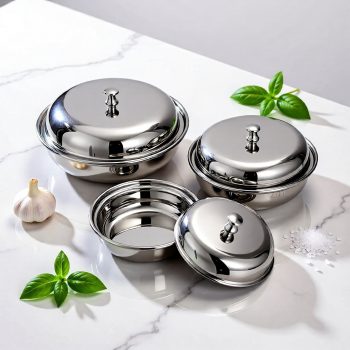 Sucrier élégant en inox avec couvercle rabattable, idéal pour la cuisine