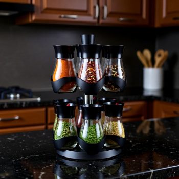 12 Boites à Epices en Verre + Support