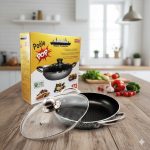 An elegant frying pan with a non-stick coating – Diameter: 24 cm – Two handles and a glass lid / Easy to clean – More resistant coating // Poêle élégante