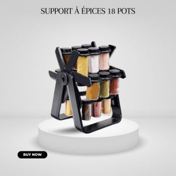 Support à épices Rotatif à 360°,Carrousel à épices avec 18 pots