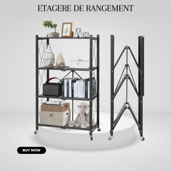 Étagère de rangement à 4 niveaux Vinbelle avec roulettes - Étagère en métal pliable, étagères pliantes robustes,